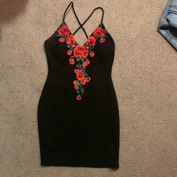 Windsor Dresses & Skirts - Black short dress with rose embroidery | Windsor
